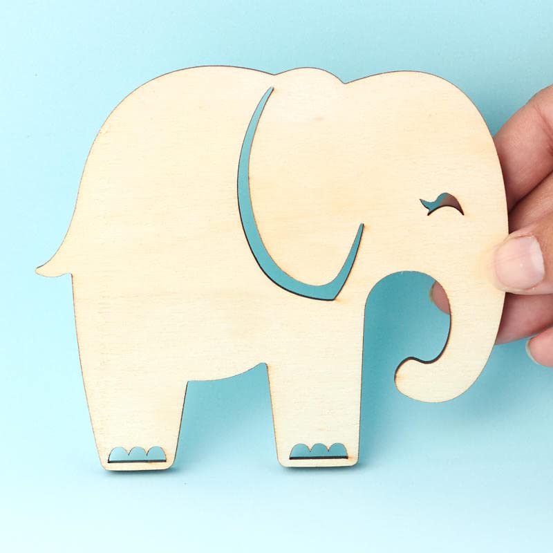 Pack of 24 Unfinished Wood Elephant Cutouts by Factory Direct Craft - Blank Elephant Wooden DIY Shapes for Scouts, Camps, Vacation Bible School, & Factory Direct Craft