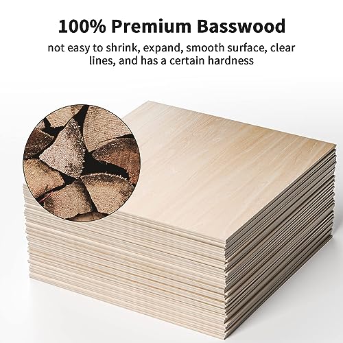 Basswood Plywood Sheets 6 Pack 3mm 1/8x 12x12 inch Unfinished Square W –  WoodArtSupply