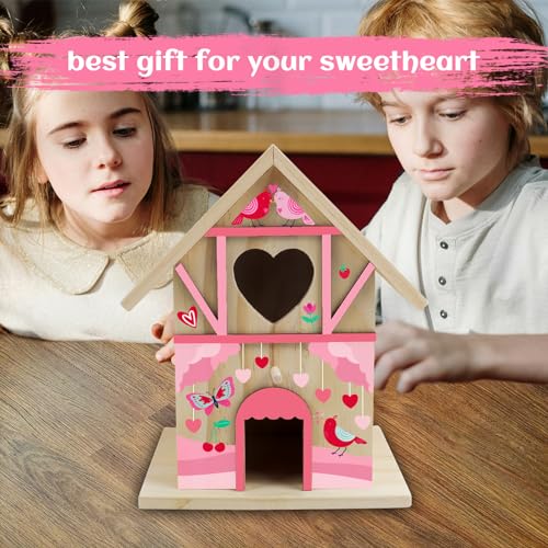 DIY Wooden Birdhouse Painting Kit for Kids, Bird House to Paint Set,Wood Arts and Crafts for Children,Ages 3-12 Build Your Own Bird Houses goldentime