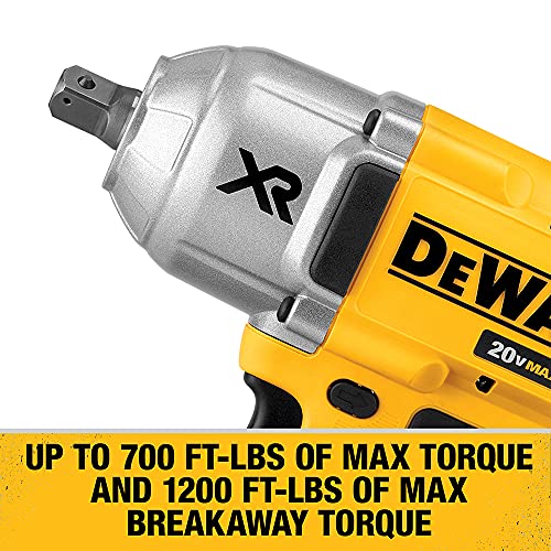 DEWALT 20V Max XR Impact Wrench Kit, Brushless, High Torque, Detent Pin Anvil, 1/2-Inch, Cordless (DCF899M1)