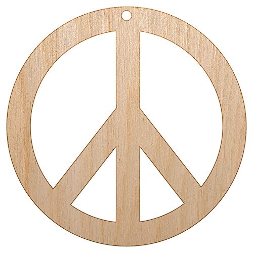 Peace Sign Unfinished Craft Wood Holiday Christmas Tree DIY Pre-Drilled Ornament Sniggle Sloth