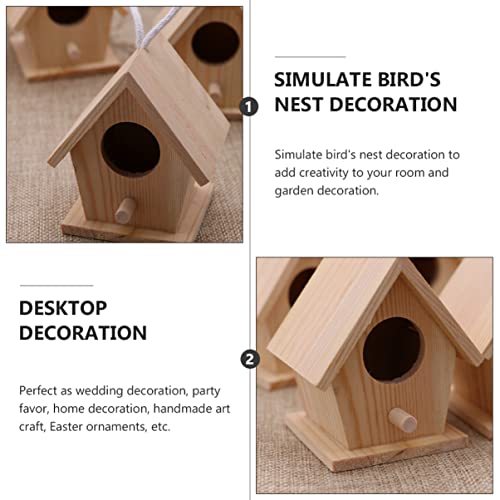 ARTIBETTER 5pcs Finch Breeding for of Home Decor Party to Imitation Paintable Handmade Tiny Easter Country Wooden Mini Throstle Outdoors Nest Pendant ARTIBETTER