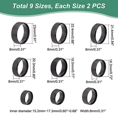 UNICRAFTALE 18Pcs Black Stainless Steel Plain Band Ring 9 Sizes Laser Inscription Blank Finger Ring Metal Hypoallergenic Wedding Classical Ring for - WoodArtSupply