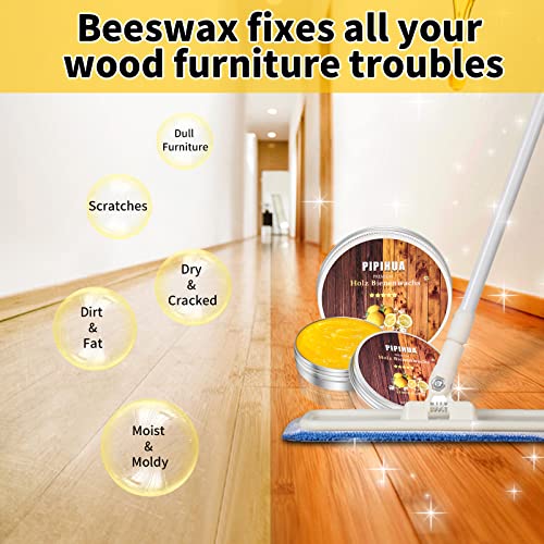 PIPIHUA Beeswax Furniture Polish, Wood Seasoning Beeswax for Furniture Waterproof & Repair Wood Wax to Protect & Care, 1pc Beeswax with Sponge(Lemon) - WoodArtSupply