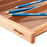 KINGART 723N Wood 6-Drawer Artist SUPPLY STORAGE BOX, 15-3/4” W x 10” D x 6-1/2” H, Natural Finish, Storage for Art Materials including Paint Tubes, KINGART