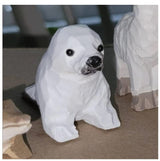 White Seal Figurine Statue Baby Pup Small Animal Sculpture Art Home Decoration Wood Carved Selsela
