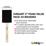 KINGART 242-20 Foam 20 Pc. Value Pack 2" Brush Set, Short Wood Handle, for Oil, Acrylic & Watercolor Paint, Great for Crafts, DIY Home Projects, KINGART
