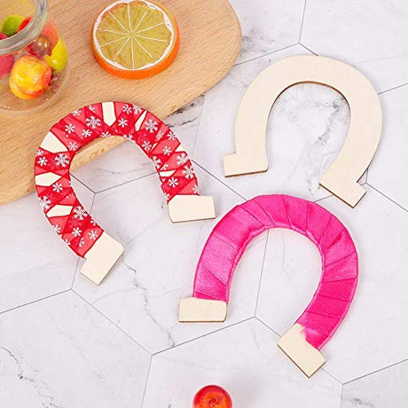 48 Pcs Horseshoe Unfinished Wood Cutouts Wooden Horseshoe for DIY Craft, Party,Wedding and Birthday Apol