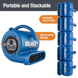 BlueDri Max Storm 25 1/4 HP, 900 CFM Air Mover Blower Fan for Water Damage Restoration Carpet Dryer Floor Home and Plumbing Use, Blue, BD-MS25, Large BlueDri