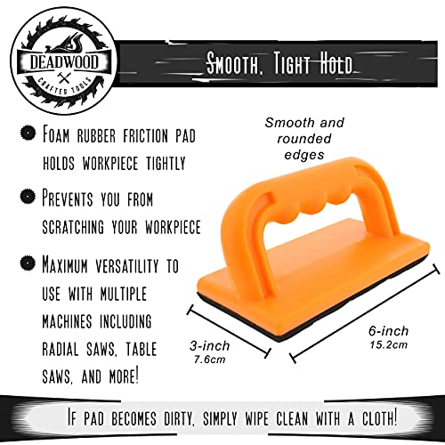 DCT Wood Cutting Push Up Stick Block 2-Pack Set – Angle Handle Foam Pad Holder Blocks for Cutting on Jointer, Table Saw Deadwood Crafted Tools