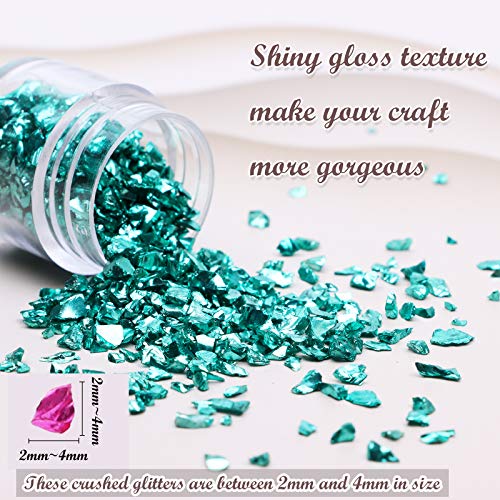 Crushed Glass Craft Glitter for Resin, Irregular Metallic Crystal Chips Sprinkles Chunky Glitter Shiny Nail Sequins Flakes for Nail Art DIY Jewelry - WoodArtSupply