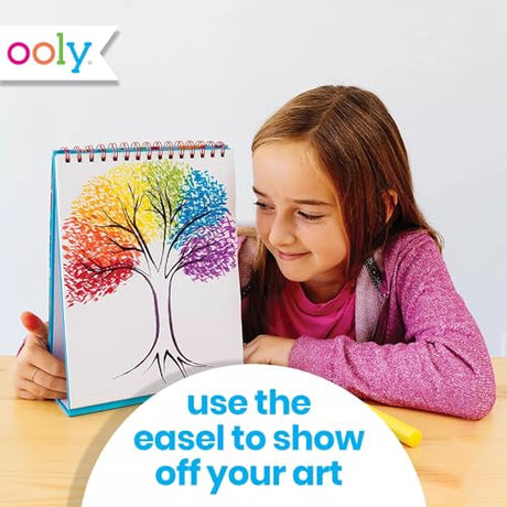 OOLY Sketch and Show Standing Sketchbook with 45 Large 10.5 x 8" Pages, Perforated to be Easily Removed, 120 GSM/ 32lb, Perfect for Markers, Colorerd Ooly