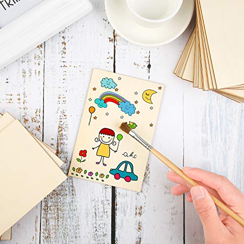 Ruisita 60 Pieces 6 x 4 Inch Rectangle Unfinished Wood Pieces Blank Sharp Corners for DIY Hand-Made Project and Home Decor Ruisita