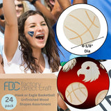 Unfinished Wood Eagle Hawk or Falcon Basketball Cutouts Assortment of 24 - Shapes for Team Mascot Favors, Crafts, and DIY Projects (Size: 4-1/8 & Factory Direct Craft