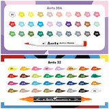 Arrtx Acrylic Paint Pens 62PCS, Brush Tip and Fine Tip (Dual Tip), Paint Markers for Rock Painting, Water Based Acrylic Painting Supplies for Fabric Arrtx