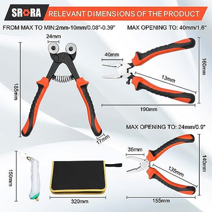 SOROA 21PCS Heavey Duty Mosaic Glass Cutter Kits-Oil Feed Stained Glass Cutter Tool Set-Include Mosaic Wheeled Glass Nipper with Replacement Glass - WoodArtSupply