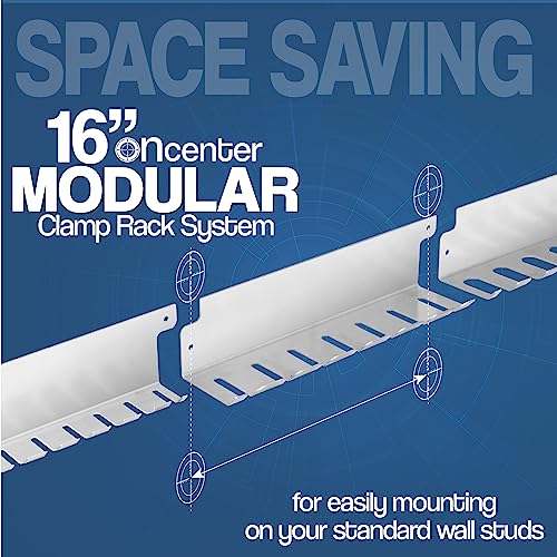 Modular Clamp Rack Assortment with 1 each F-Clamp Rack • 1 each Bar/Parallel Clamp Rack and 1 each Pipe Clamp Rack Included • Easy and Quick to Align