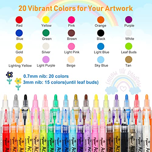  NAWOD 40 Colors Dual Tip Acrylic Paint Pens Markers