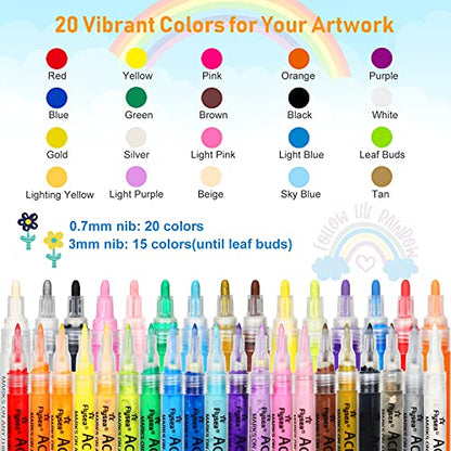 35 Premium Acrylic Paint Marker Pens, Double Pack of Both Extra Fine and Medium Tip, for Rock Painting, Mug, Ceramic, Glass, Wood, Fabric, Canvas,