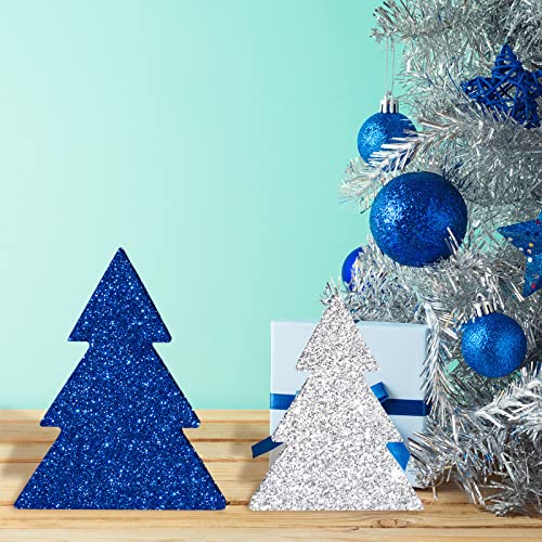 Whaline 6Pcs Christmas Tree Wooden Cutouts 3 Sizes Unfinished Xmas Tree Table Wooden Signs Farmhouse DIY Tiered Tray Decor for Christmas Home Kitchen Whaline