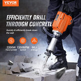 VEVOR Demolition Jack Hammer, MAX 2200W Electric Jackhammer Heavy Duty, 1350 BPM Concrete Breaker 4pcs Chisels Bit Chipping W/Case, Gloves VEVOR
