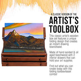 US Art Supply Walnut 2-Drawer Adjustable Wooden Storage Box with Fold Up Solid Drawing Easel US Art Supply