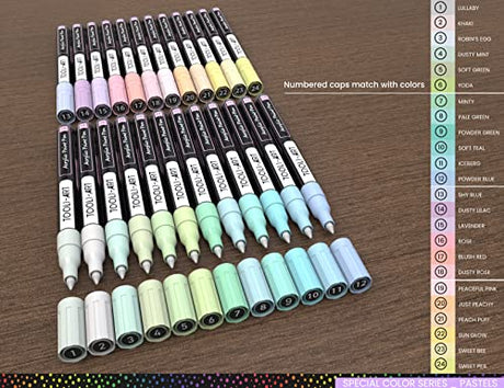 TOOLI-ART Acrylic Paint Markers Paint Pens Special Colors Set For Rock Painting, Canvas, Fabric, Glass, Mugs, Wood, Ceramics, Plastic, Multi-Surface. TOOLI-ART