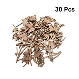 Happyyami 30pcs Wooden Flowers for Crafts Unfinished Wood Cutouts Wood Shapes Slices for DIY Wedding Birthday Party Favors Centerpieces (Assorted Happyyami