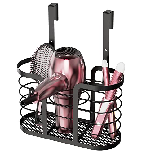 YIGII Hair Tool Organizer - Dryer Holder/Blow Holder Cabinet Door, Bathroom Care & Styling Tools Storage Basket for Dryer, Flat Irons, Curling - WoodArtSupply