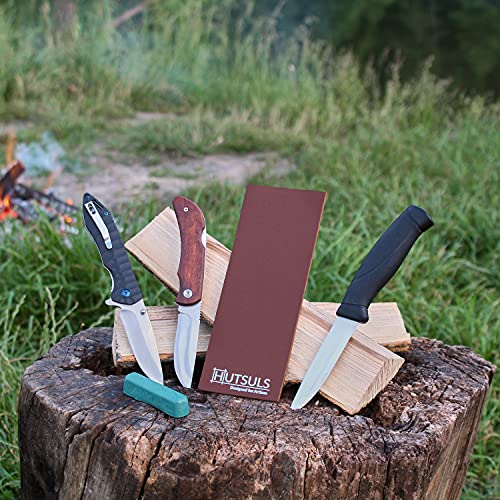 Hutsuls Brown Leather Strop with Compound - Get Razor-Sharp Edges with Stropping Kit, Green Honing Compound & Vegetable Tanned Two Sided Knife Hutsuls