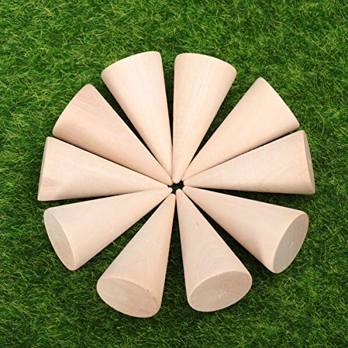 SUPVOX 10pcs Natural Wood Cone Ring Holders Unpainted Wooden Cones to Craft Paint Jewelry Display Stand 2.5x5cm SUPVOX