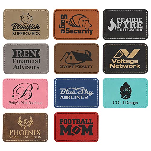Rectangle Laserable Leatherette Patch with Adhesive, Blank Hat Patches, Glowforge Laser Supplies, Faux Leather, 10 Pack, Rawhide AMERICAN PERSONALIZED