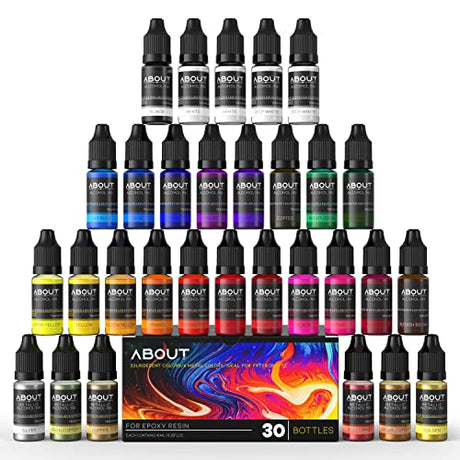 Alcohol Ink Set, 30 Bottles Vibrant Colors Concentrated Alcohol-Based Ink, Metal Dyes, for Resin Petri Dish Making, Epoxy Resin Art, Tumbler Cup About life