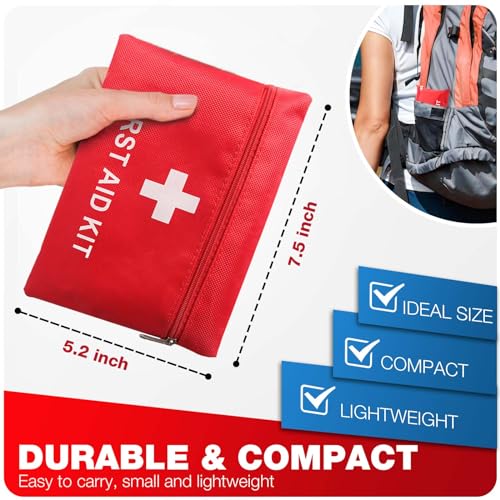 First Aid Kit for Home Car Travel 107 Piece Mini Emergency Kits for Hiking Camping Small Trauma Kit for Boat Vehicle Lightweight Compact Pocket Aid LOYEE