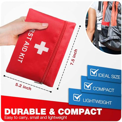 First Aid Kit for Home Car Travel 107 Piece Mini Emergency Kits for Hiking Camping Small Trauma Kit for Boat Vehicle Lightweight Compact Pocket Aid - WoodArtSupply