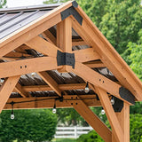 Backyard Discovery Norwood 16 ft. x 12 ft. Cedar Wood Gazebo,Thermal Insulated Steel Roof, Durable, Supports Snow Loads and Wind Speed, Rot Backyard Discovery