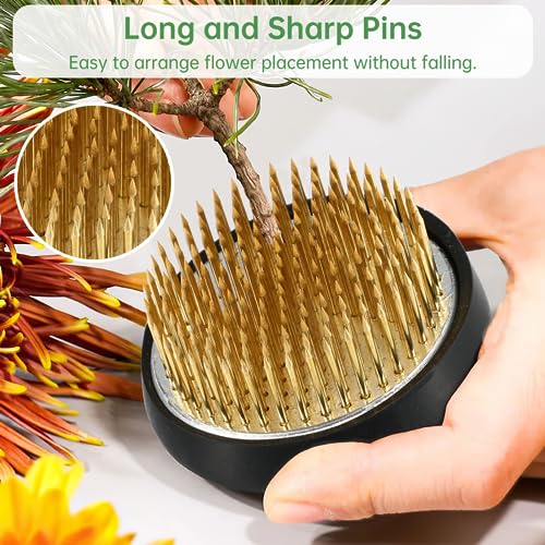 3PCS Japanese Ikebana Flower Frogs for Flower Arrangement, Kenzan Kit Includes 2.5’’ Round + 1.8” Square + 2.1” x 1.5” Rectangle, JP Flower CDOKY