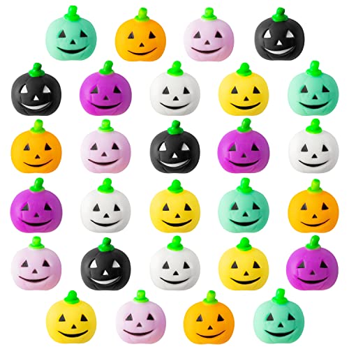 WATINC 28pcs Halloween Pumpkin Mochi Squeeze Toys for Kids, Happy Halloween Stress Relief Gifts Mochi Fidget Toys Treat Goodie Bags Fillers Classroom - WoodArtSupply