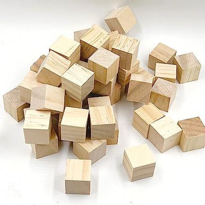 Wood Cubes for Crafts, 1 inch Small Wooden Blocks, 50 Pcs Natural Wooden Blocks, Unfinished Wood Crafts Wood Square Blocks for Arts and DIY Projects