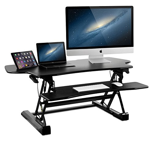 Mount-It! Height Adjustable Standing Desk Converter | 48” Wide Tabletop Sit Stand Desk Riser with Gas Spring | Stand Up Computer Workstation Fits Mount-It!