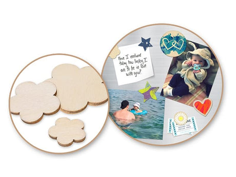 CraftMedley Wood Flower Cutouts - Mini Wood Bit Shapes - 60 Piece, Brown, CW308C CraftMedley