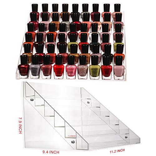 Cq acrylic 48 Bottles of 6 Layers Clear Nail Polish Rack,Nail Polish Storage Organizers And Storage Box,Clear Paint Bottles Holder And Essential Oil