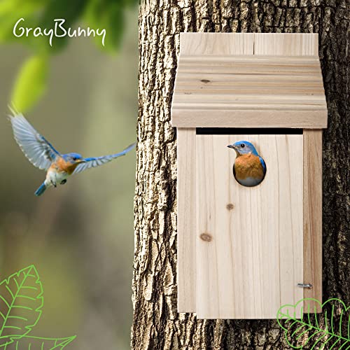 Wooden Bird House for Outside - Bluebird Birdhouse for Outdoors for Finch Cardinals, Hanging Bird Houses for Outdoors Clearance with Fledging