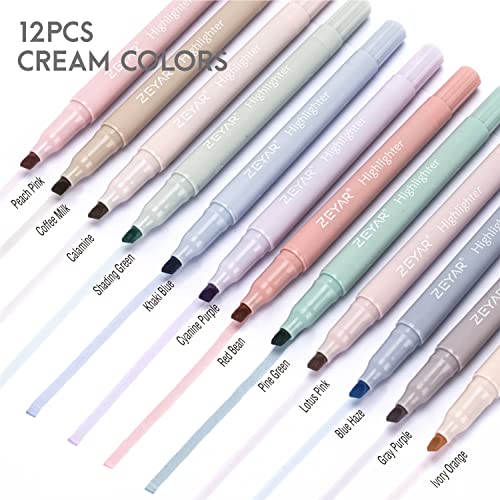 ZEYAR Highlighters Pen, Dual Tip: Chisel and Bullet, Aesthetic Highlighter Marker, No Bleed Dry Fast, for Journal Bible Study Notes School Office