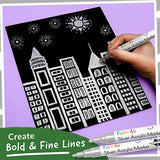 Funcils 5 Acrylic Silver Paint Pen - Silver Marker Metallic Paint Pens for Fabric, Wood, Canvas, Leaf, Metal, Glass - Silver Paint Pen Fine Tip, Thin Funcils