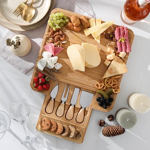 Personalized Charcuterie Board Large Cheese Board and Knife Set, Engagement Gifts, Customized Wedding Gifts for Couples Anniversary Gift Engraved - WoodArtSupply