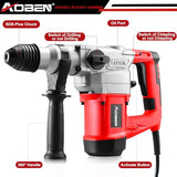 AOBEN 1-1/4 Inch SDS-Plus Rotary Hammer Drill with Vibration Control and Safety Clutch,10 Amp Heavy Duty Demolition Hammer for Concrete-Including 3 AOBEN