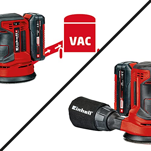 Einhell TE-RS Power X-Change 18-Volt Cordless 5-Inch 22,000-OPM Max Variable Speed Random Orbital Palm Sander w/Dust Collection Box, Dust Extraction Einhell