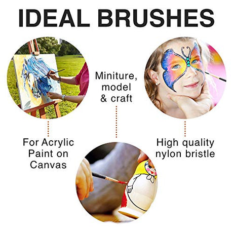 Professional Artist Paint Brush Set of 12 - Painting Brushes Kit for Kids, Adults Fabulous for Canvas, Watercolor & Fabric - for Beginners and Benicci
