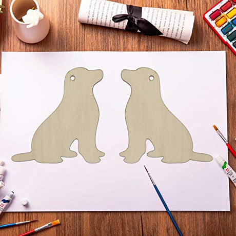 20pcs Wood Dog Cutouts DIY Craft Embellishments Little Puppy Unfinished Wood Gift Tags Ornaments for Wedding Dog Pet Party Christmas Decoration JANOU